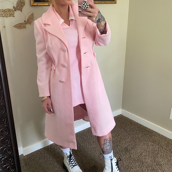 50’s 60’s 70’s Vintage Baby Pink Long Jacket - Picture 1 of 11